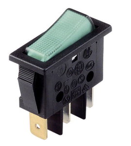 Világítós billenőkapcsoló 250 V/AC 16 A 1x ki/be, fekete/zöld, B116C1E00000