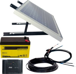 Napelem rendszer, teljes készlet 10 Wp, 12V/6 Ah akkuval, kábelekkel, töltésszabályzóval Phaesun Sol