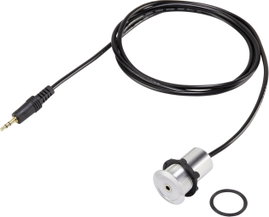 Jack hosszabbító kábel, 1x 3,5 mm jack dugó - 1x 3,5 mm beépíthető jack aljzat, 1,45 m, ezüst, Tru C