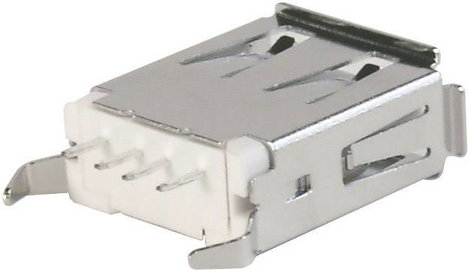 Beépíthető USB aljzat, USB 2.0 aljzat A, 180°, Tru Components TC-A-USB A-TOP-203 2. kép