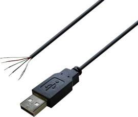 USB kábel, USB 2.0 A dugó, fekete, 1,8 m, Tru Components