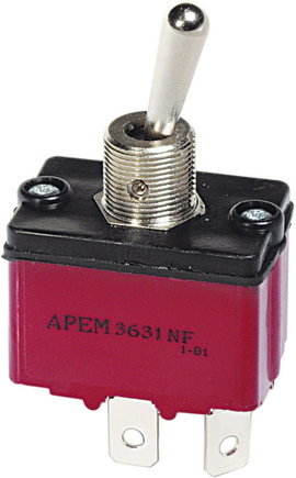 APEM karos kapcsoló 1 x be/ki 250 V/AC 6 A, 3631NF/2