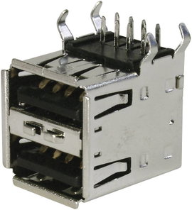 Nyákba forrasztható dupla USB aljzat, Tru Components TC-A-USB A-2P-203