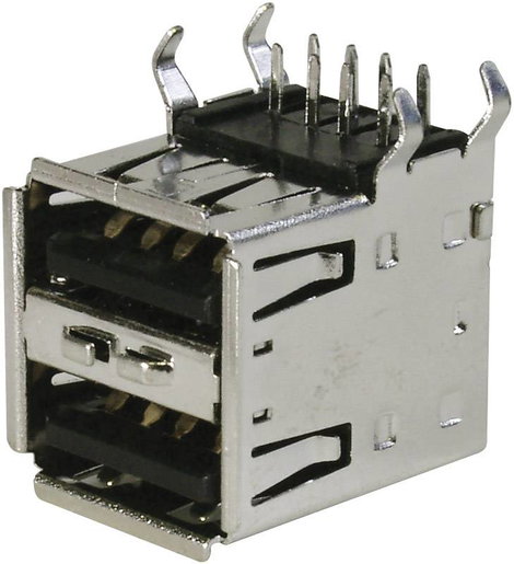 Nyákba forrasztható dupla USB aljzat, Tru Components TC-A-USB A-2P-203