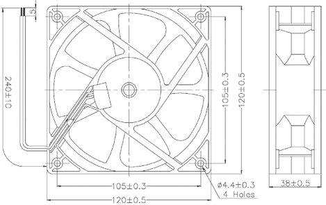 TRU COMPONENTS RD12038B24M Axiális ventilátor 24 V/DC 172 m³/óra (H x Sz x Ma) 120 x 120 x 38 mm 5. kép