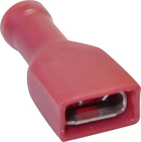 Csúszósaru hüvely 6,3 x 0,8 mm, 180°, teljesen szigetelt, piros, Tru Components