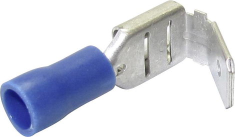 Lapos csúszósaru hüvely, elosztós, 6,3 x 0,8 mm, részlegesen szigetelt, kék, Tru Components 1582973