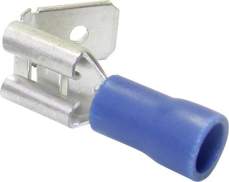 Lapos csúszósaru hüvely, elosztós, 6,3 x 0,8 mm, részlegesen szigetelt, kék, Tru Components 1582973 2. kép