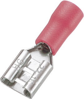 Lapos csúszósaru hüvely 6,4 x 0,8 mm, részlegesen szigetelt, piros, 100 db, Tru Components 745151