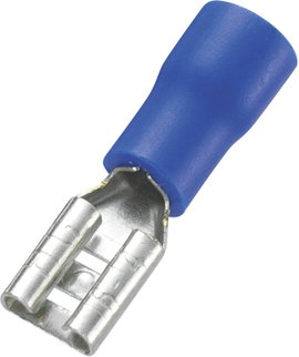 Lapos csúszósaru hüvely 4,8 x 0,8 mm, részlegesen szigetelt, kék, 100 db, Tru Components 745180