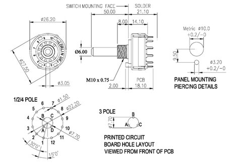 Forgó kapcsoló 0.35 A Kapcsolási pozíciók 4 4 x 30 ° TRU COMPONENTS TC-DS3X4P