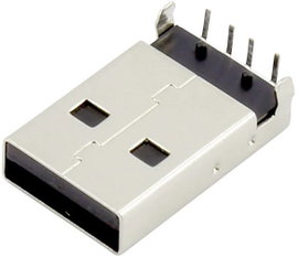 USB A dugó Dugó, beépíthető, vízszintes DS1097-BN0 DS1097-BN0 Connfly Tartalom: 1 db