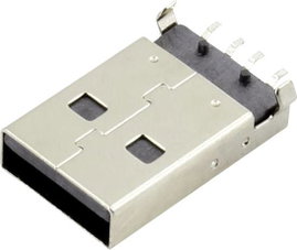 USB A dugó Dugó, beépíthető, vízszintes DS1098-BN0 DS1098-BN0 Connfly Tartalom: 1 db