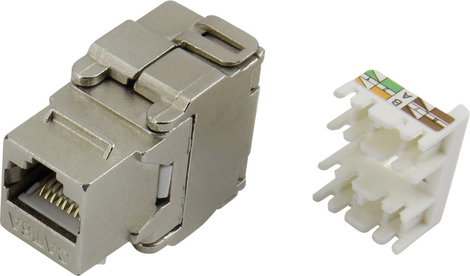 RJ45 csatlakozó aljzat, szerszám mentes, egyenes, Cat6, fém, TRU COMPONENTS 93013c1179 1425903