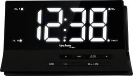Rádiójel vezérelt digitális ébresztőóra, fekete, Techno Line WT 482