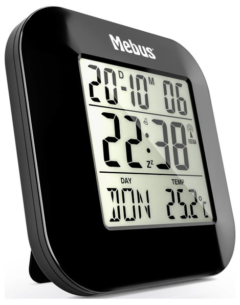 Rádiójel vezérelt digitális ébresztőóra, fekete, Mebus 51510 3. kép