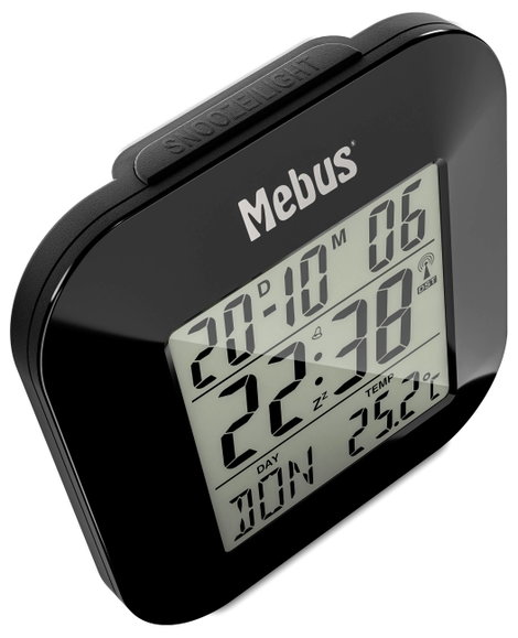 Rádiójel vezérelt digitális ébresztőóra, fekete, Mebus 51510 4. kép