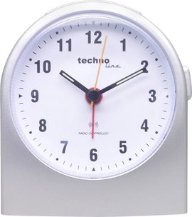Rádiójel vezérelt analóg ébresztőóra, ezüst, Techno Line WT 753