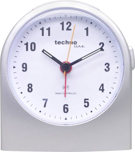 Rádiójel vezérelt analóg ébresztőóra, ezüst, Techno Line WT 753