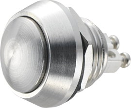 Nyomógomb 12 mm, rozsdamentes, Tru Components GQ12B-S 2A/48V