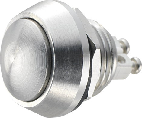 Nyomógomb 12 mm, rozsdamentes, Tru Components GQ12B-S 2A/48V