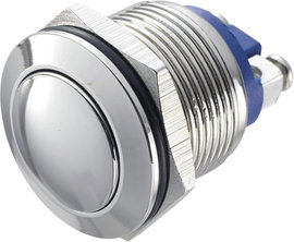 Nyomógomb 19 mm, nikkelezett, Tru Components GQ19B-N 2A/48V