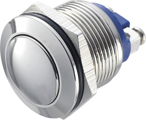 Nyomógomb 19 mm, nikkelezett, Tru Components GQ19B-N 2A/48V