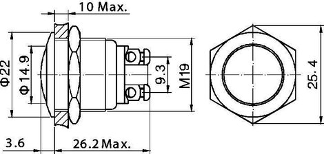 Nyomógomb 19 mm, nikkelezett, Tru Components GQ19B-N 2A/48V 3. kép