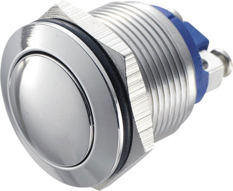 Nyomógomb 19 mm, rozsdamentes, Tru Components GQ19B-S 2A/48V