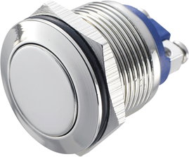 Nyomógomb 19 mm, nikkelezett, Tru Components GQ19F-N 2A/48V
