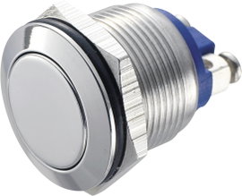 Nyomógomb 19 mm, rozsdamentes, Tru Components GQ19F-S 2A/48V