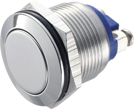 Nyomógomb 19 mm, rozsdamentes, Tru Components GQ19F-S 2A/48V