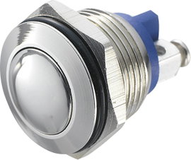 Nyomógomb 16 mm, nikkelezett, Tru Components GQ16B-N 2A/48V