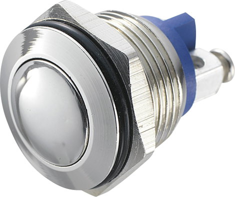 Nyomógomb 16 mm, nikkelezett, Tru Components GQ16B-N 2A/48V
