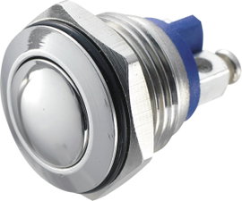 Nyomógomb 16 mm, rozsdamentes, Tru Components GQ16B-S 2A/48V