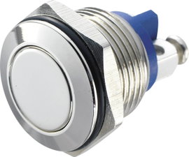 Vandálbiztos nyomógomb 16 mm 36 V/DC 2 A nikkelezett, Tru Components GQ16F-N 2A/48V