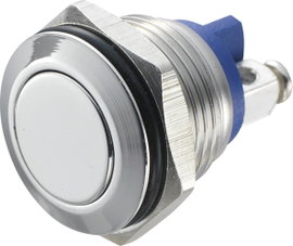 Nyomógomb 16 mm, rozsdamentes, Tru Components GQ16F-S 2A/48V