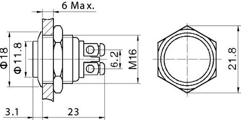 Nyomógomb 16 mm, nikkelezett, Tru Components GQ16H-N 2A/48V 3. kép