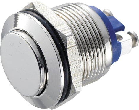 Nyomógomb 19 mm, nikkelezett, Tru Components GQ19H-N 2A/48V