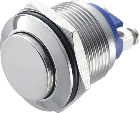 Nyomógomb 19 mm, rozsdamentes, Tru Components GQ19H-S 2A/48V