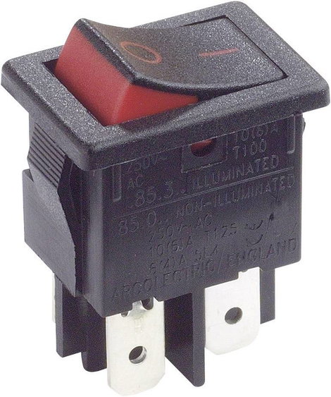 Billenőkapcsoló 10(6)A/250V fekete/piros