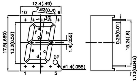 LED kijelző, SA52-11EWA, számjegy méret: 13MM 2. kép