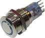 Vandálbiztos nyomókapcsoló, 16 mm, 3A/250VAC, kék gyűrű, Tru Components 701791 3. bélyegkép