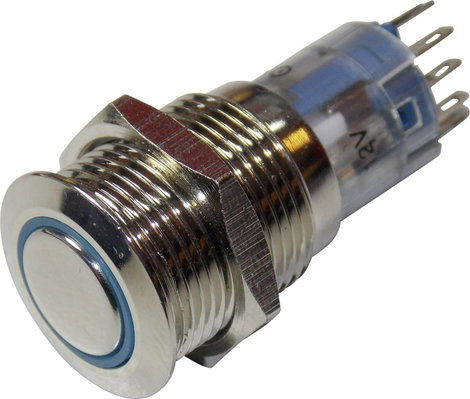 Vandálbiztos nyomókapcsoló, 16 mm, 3A/250VAC, kék gyűrű, Tru Components 701791 3. kép