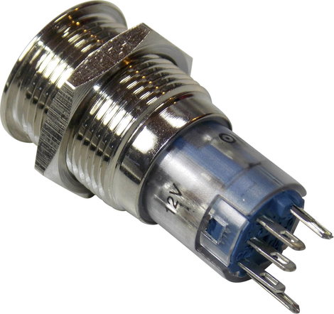 Vandálbiztos nyomókapcsoló, 16 mm, 3A/250VAC, kék gyűrű, Tru Components 701791 4. kép