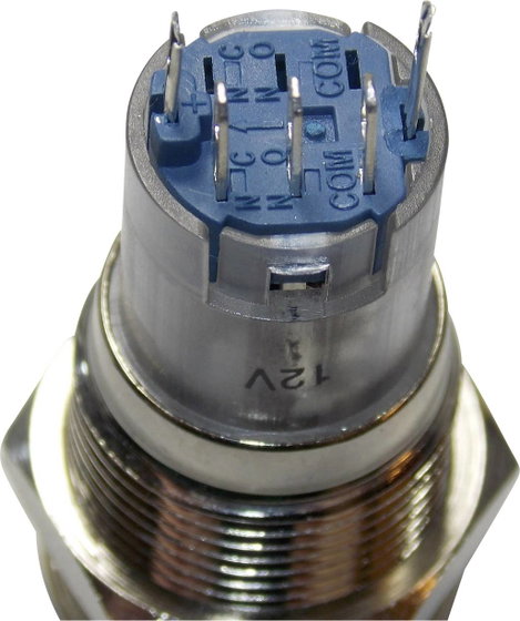 Vandálbiztos nyomókapcsoló, 16 mm, 3A/250VAC, kék gyűrű, Tru Components 701791 5. kép