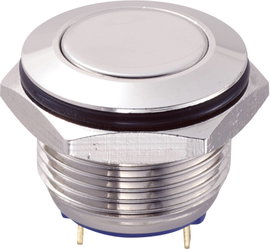 Vandálbiztos nyomógomb 16 mm, 2A/48VDC, nikkel, Tru Components 701802