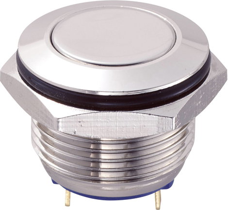 Vandálbiztos nyomógomb 16 mm, 2A/48VDC, nikkel, Tru Components 701802