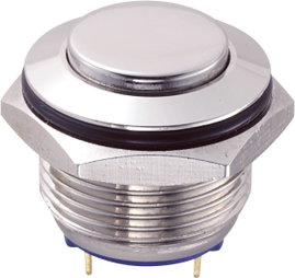 Vandálbiztos nyomógomb 16 mm, 2A/48VDC, nikkel, Tru Components 701829