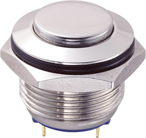 Vandálbiztos nyomógomb 16 mm, 2A/48VDC, nikkel, Tru Components 701829